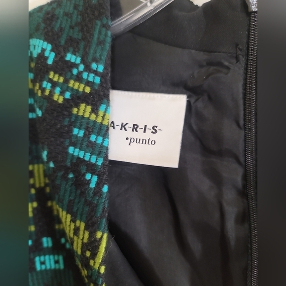 Akris Punto Green Multi Tweed Sheath Dress 8 Sleeveless V-neck - Picture 7 of 12